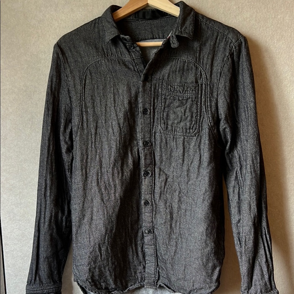 Black Casual Button Down Shirt with Long Sleeves